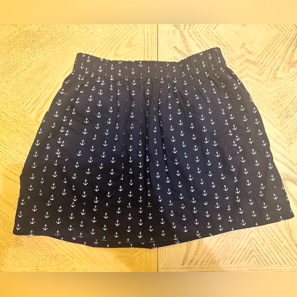J Crew Navy Skirt with White Anchors. Size XXS. With pockets!
